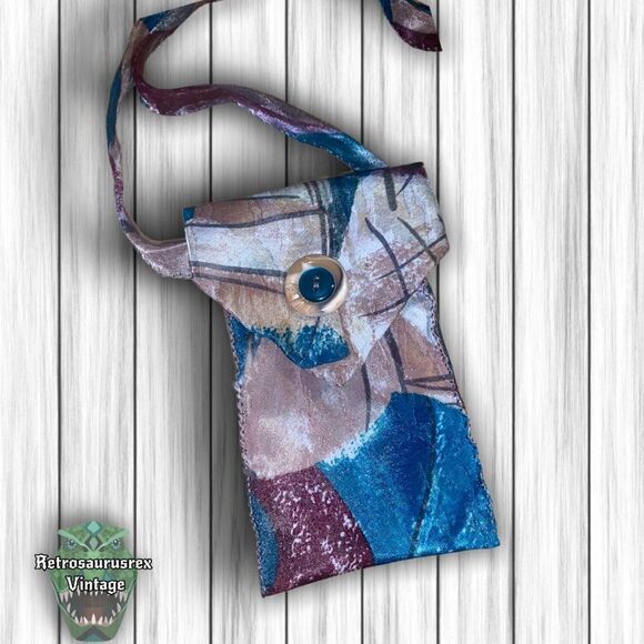 VINTAGE Mens Retro Neck Tie Crossbody Bag, Upcycled Repurposed Shoulder Mini Pur - Picture 7 of 9